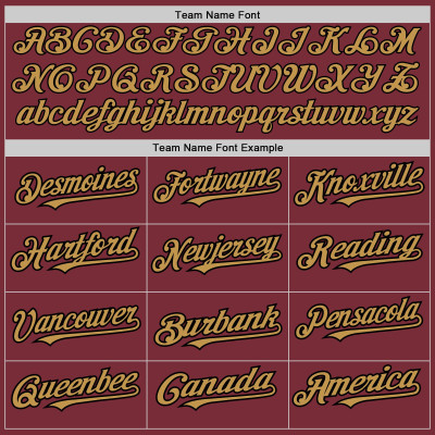 Custom Burgundy Old Gold-Black 3 Colors Arm Shapes Authentic Baseball Jersey