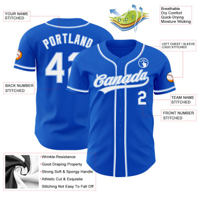 Custom Thunder Blue White-Light Blue Authentic Baseball Jersey