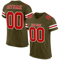 Custom Olive Red-White Mesh Authentic Salute To Service Football Jersey