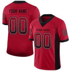 Custom Red Black-Light Gray Mesh Drift Fashion Football Jersey