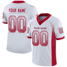 Custom White Red-Light Gray Mesh Drift Fashion Football Jersey