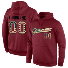 Custom Stitched Burgundy Vintage USA Flag-Cream Sports Pullover Sweatshirt Hoodie