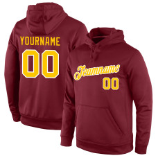 Custom Stitched Burgundy Gold-White Sports Pullover Sweatshirt Hoodie