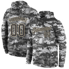 Custom Stitched Camo Steel Gray-Cream Sports Pullover Sweatshirt Salute To Service Hoodie