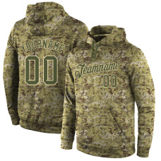 Custom Stitched Camo Olive-Cream Sports Pullover Sweatshirt Salute To Service Hoodie