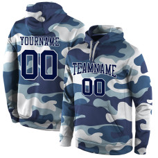 Custom Stitched Camo Navy-White Sports Pullover Sweatshirt  Salute To Service Hoodie