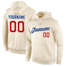 Custom Stitched Cream Red-Royal Sports Pullover Sweatshirt Hoodie
