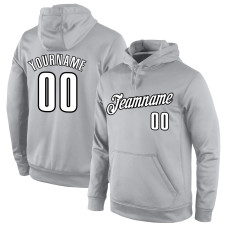 Custom Stitched Gray White-Black Sports Pullover Sweatshirt Hoodie