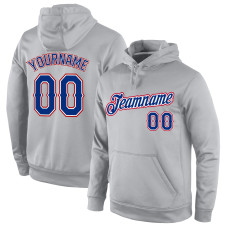 Custom Stitched Gray Royal-Red Sports Pullover Sweatshirt Hoodie