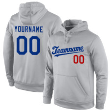 Custom Stitched Gray Royal-Red Sports Pullover Sweatshirt Hoodie