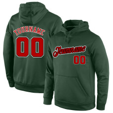 Custom Stitched Green Red-Black Sports Pullover Sweatshirt Hoodie
