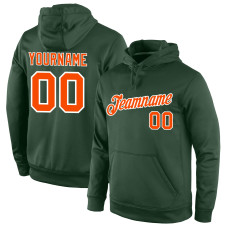 Custom Stitched Green Orange-White Sports Pullover Sweatshirt Hoodie