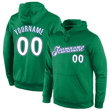 Custom Stitched Kelly Green White-Royal Sports Pullover Sweatshirt Hoodie