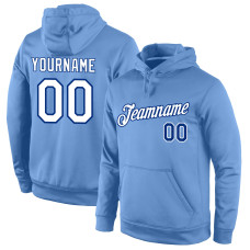 Custom Stitched Light Blue White-Royal Sports Pullover Sweatshirt Hoodie
