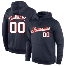 Custom Stitched Navy White-Red Sports Pullover Sweatshirt Hoodie