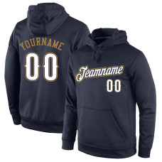 Custom Stitched Navy White-Old Gold Sports Pullover Sweatshirt Hoodie