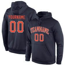 Custom Stitched Navy Orange-Gray Sports Pullover Sweatshirt Hoodie