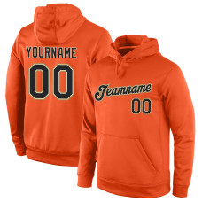Custom Stitched Orange Black-Old Gold Sports Pullover Sweatshirt Hoodie