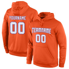 Custom Stitched Orange White-Purple Sports Pullover Sweatshirt Hoodie