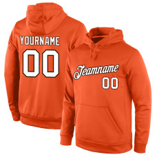 Custom Stitched Orange White-Brown Sports Pullover Sweatshirt Hoodie