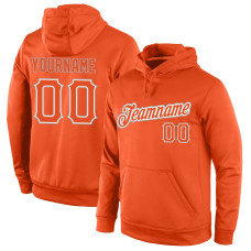 Custom Stitched Orange Orange-Gray Sports Pullover Sweatshirt Hoodie
