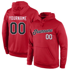 Custom Stitched Red Black-White Sports Pullover Sweatshirt Hoodie