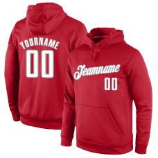 Custom Stitched Red White-Gray Sports Pullover Sweatshirt Hoodie