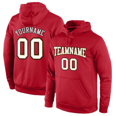 Custom Stitched Red White-Old Gold Sports Pullover Sweatshirt Hoodie