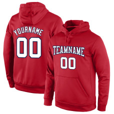 Custom Stitched Red White-Navy Sports Pullover Sweatshirt Hoodie