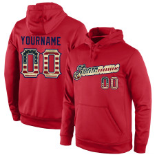 Custom Stitched Red Vintage USA Flag-Cream Sports Pullover Sweatshirt Hoodie