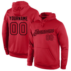 Custom Stitched Red Red-Black Sports Pullover Sweatshirt Hoodie