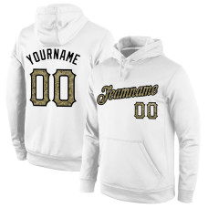 Custom Stitched White Camo-Black Sports Pullover Sweatshirt Hoodie