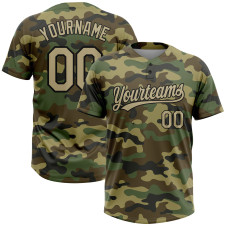 Custom Camo Vegas Gold-Black Salute To Service Two-Button Unisex Softball Jersey