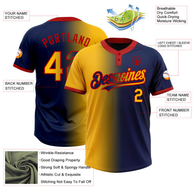 Custom Light Blue Black Pinstripe Crimson Two-Button Unisex Softball Jersey