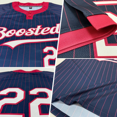 Custom Light Blue Royal Pinstripe Old Gold Two-Button Unisex Softball Jersey