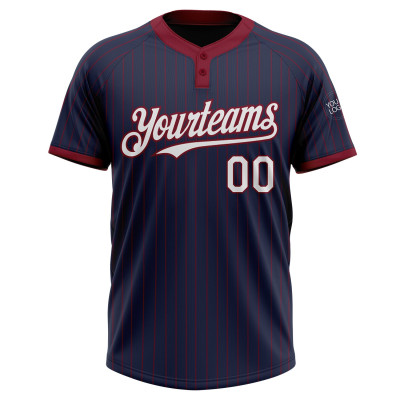Custom Light Blue Royal Pinstripe Old Gold Two-Button Unisex Softball Jersey