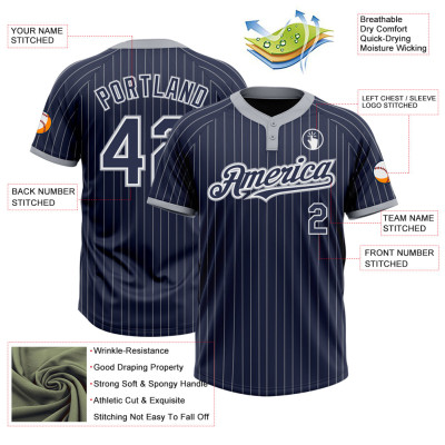 Custom Light Blue Yellow Pinstripe White Two-Button Unisex Softball Jersey