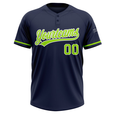 Custom Light Blue Yellow Two-Button Unisex Softball Jersey