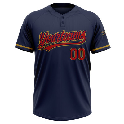 Custom Light Blue Red-White Two-Button Unisex Softball Jersey