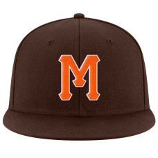 Custom Brown Orange-White Stitched Adjustable Snapback Hat