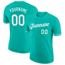 Custom Aqua White Performance T-Shirt