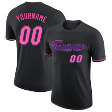 Custom Black Pink-Purple Performance T-Shirt