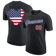 Custom Black Red-Dark Purple 3D American Flag Patriotic Performance T-Shirt