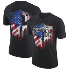 Custom Black White 3D American Flag Patriotic Performance T-Shirt