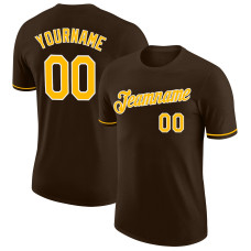 Custom Brown Gold-White Performance T-Shirt