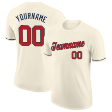 Custom Cream Red-Navy Performance T-Shirt