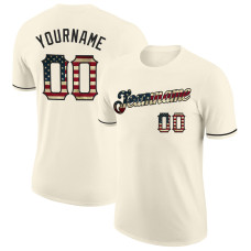 Custom Cream Vintage USA Flag-Black Performance T-Shirt