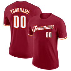 Custom Crimson White-Orange Performance T-Shirt