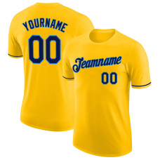 Custom Gold Navy-Powder Blue Performance T-Shirt