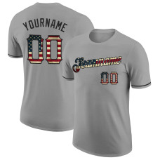 Custom Gray Vintage USA Flag-Black Performance T-Shirt